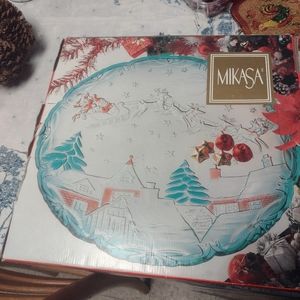 Large Mikasa Crystal Christmas Hostess Dish